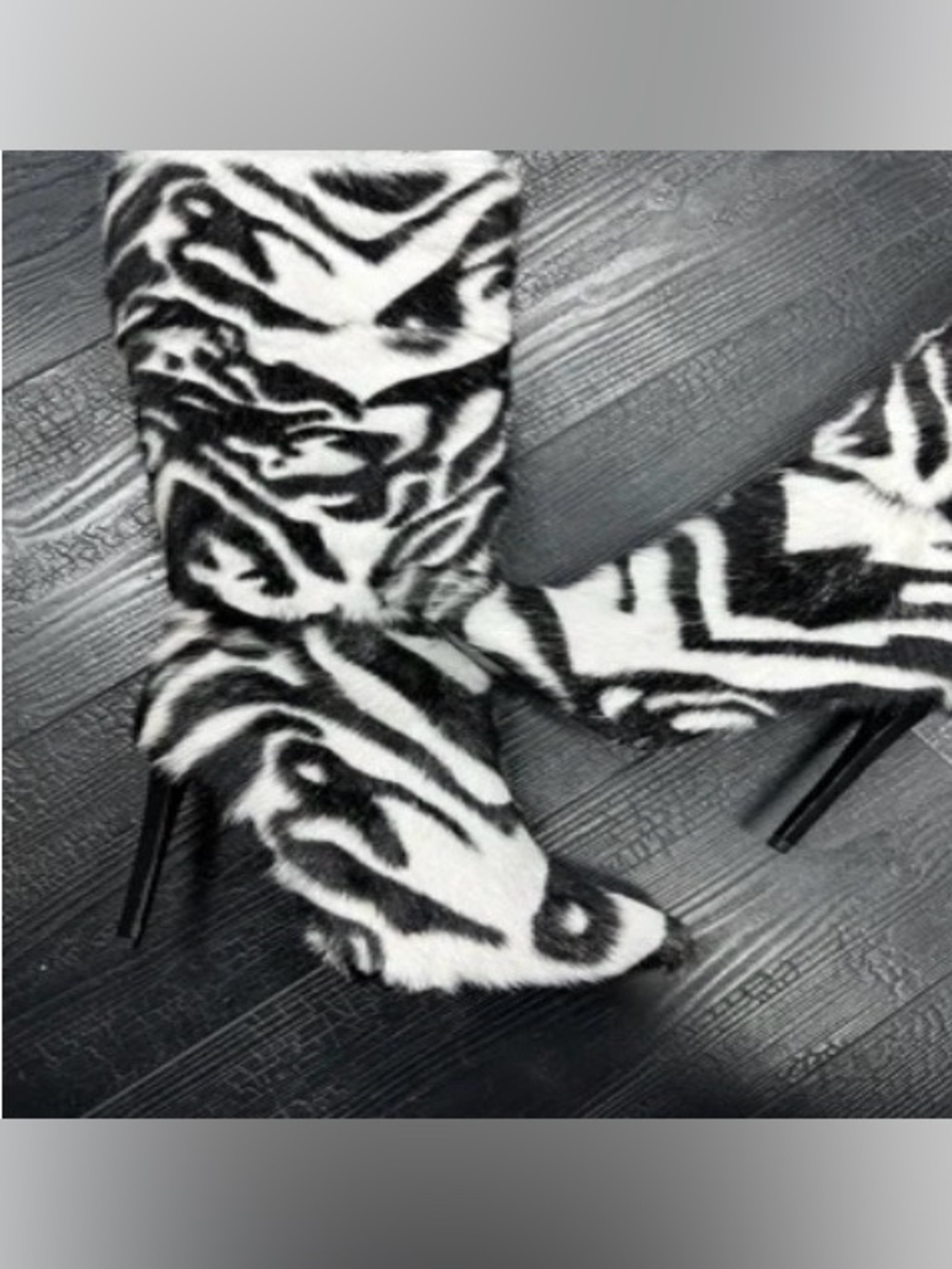 Jennifer Le Fur Zebra print Boots